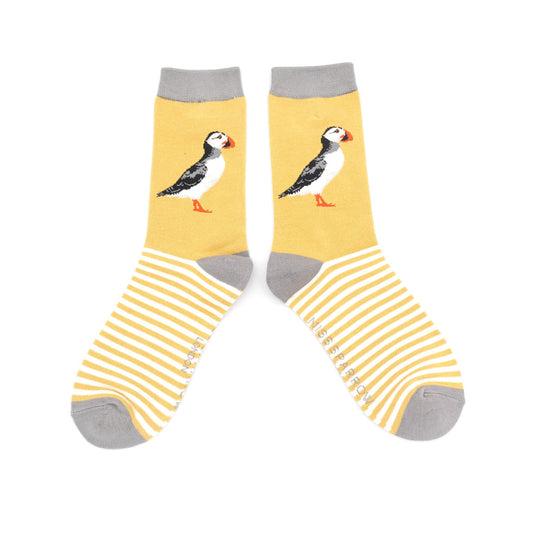 Miss Sparrow Yellow Puffin Socks