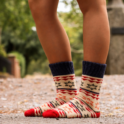 Nordic Thermal Wool Blend Red Star Socks (4-7)