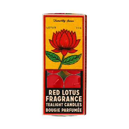 Indian Stamp Red Lotus Tealights