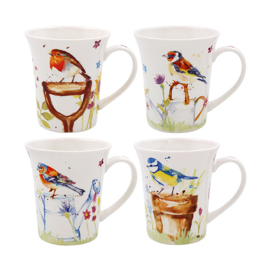 Illustrated Garden Birds Mugs (Set of 4)