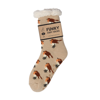 Sherpa Robin Brown Slipper Socks (One Size 4-8)
