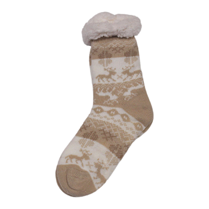 Cosy & Comfy Reindeer Caramel Slipper Socks (One Size 4-7)