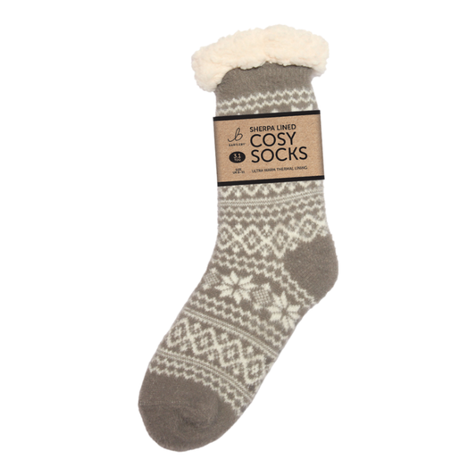 Super Soft Sherpa Light Grey Slipper Socks (One Size 6-11)