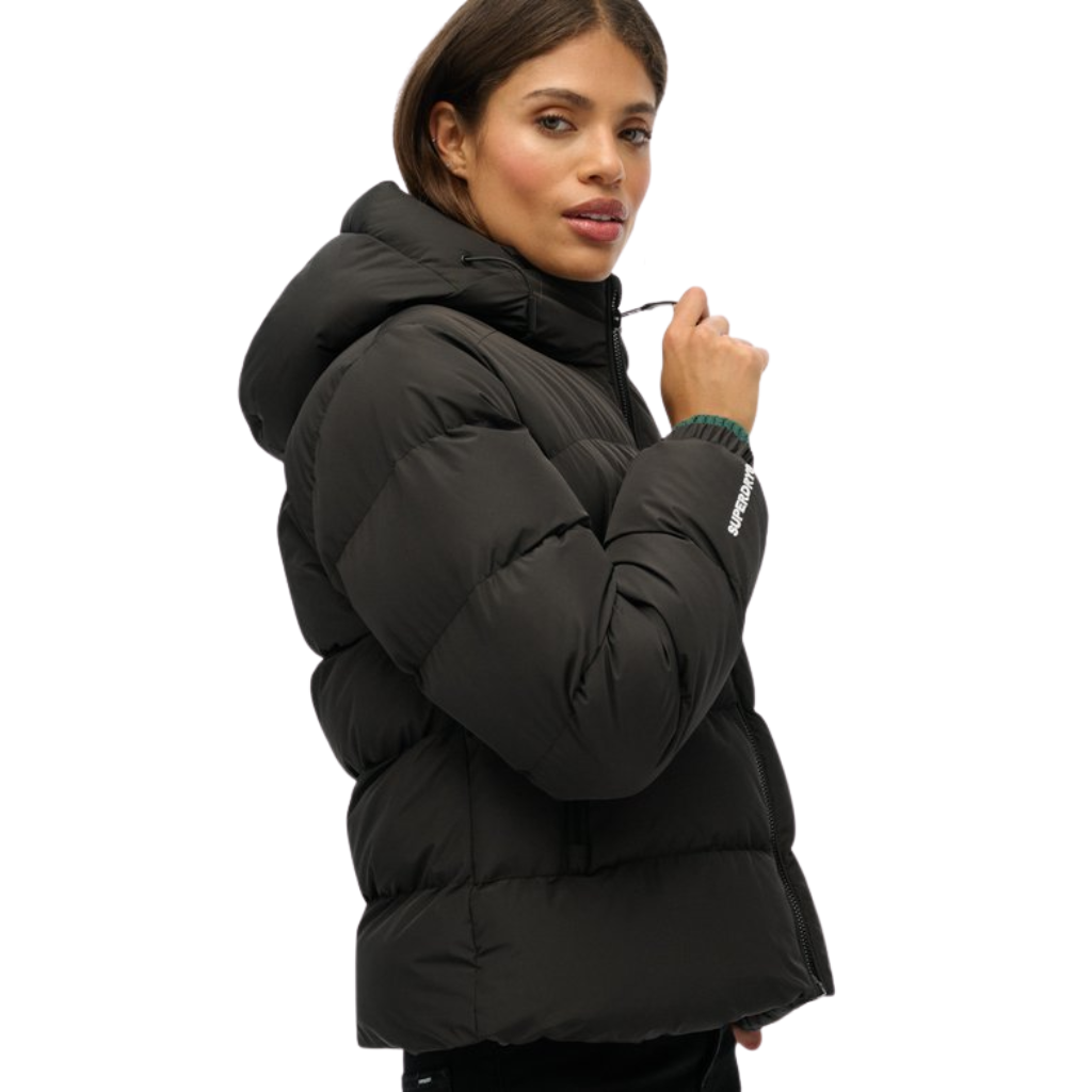 Superdry Hooded Black Puffer Jacket