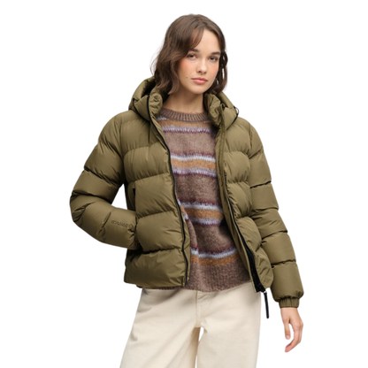 Superdry Hooded Green Puffer Jacket