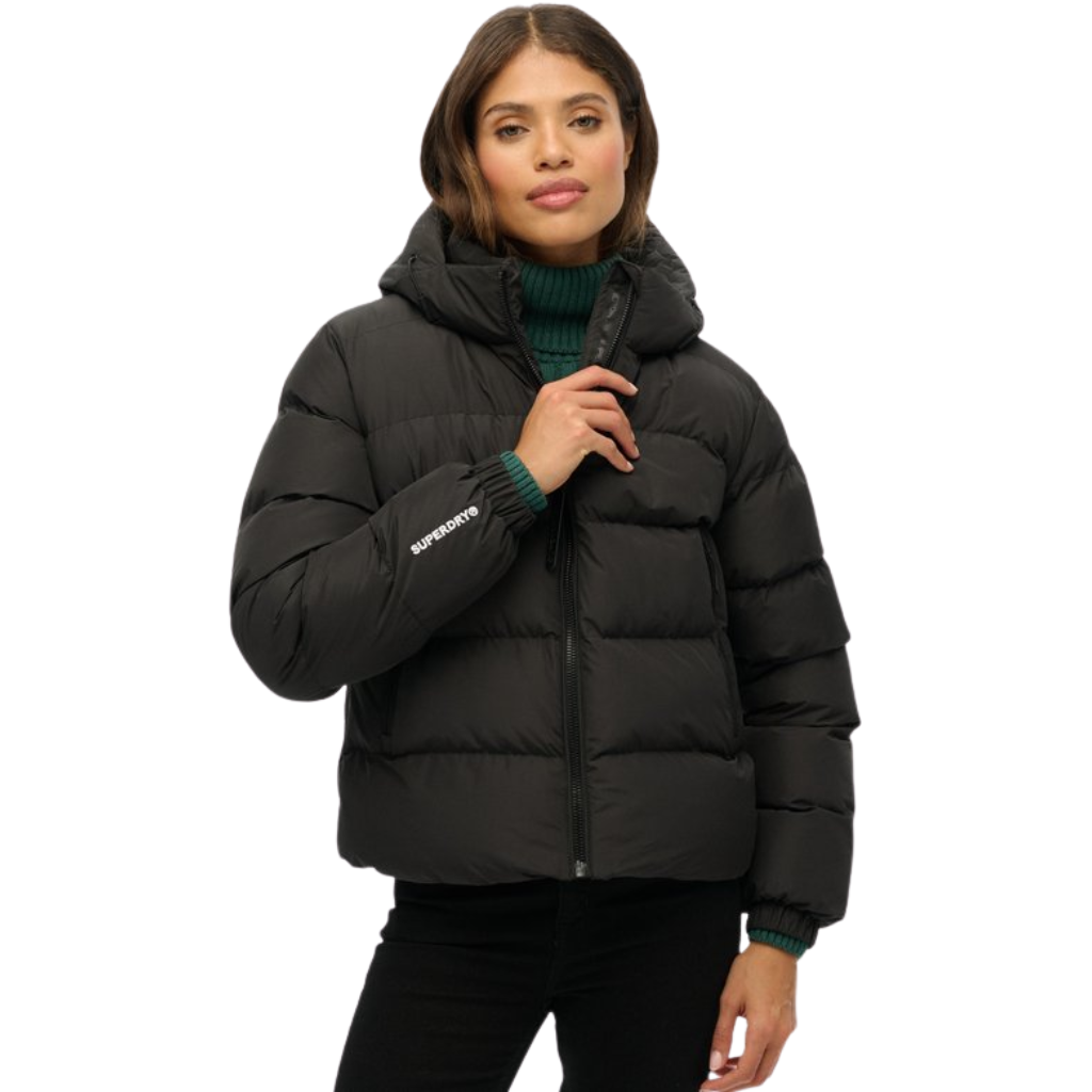 Superdry Hooded Black Puffer Jacket
