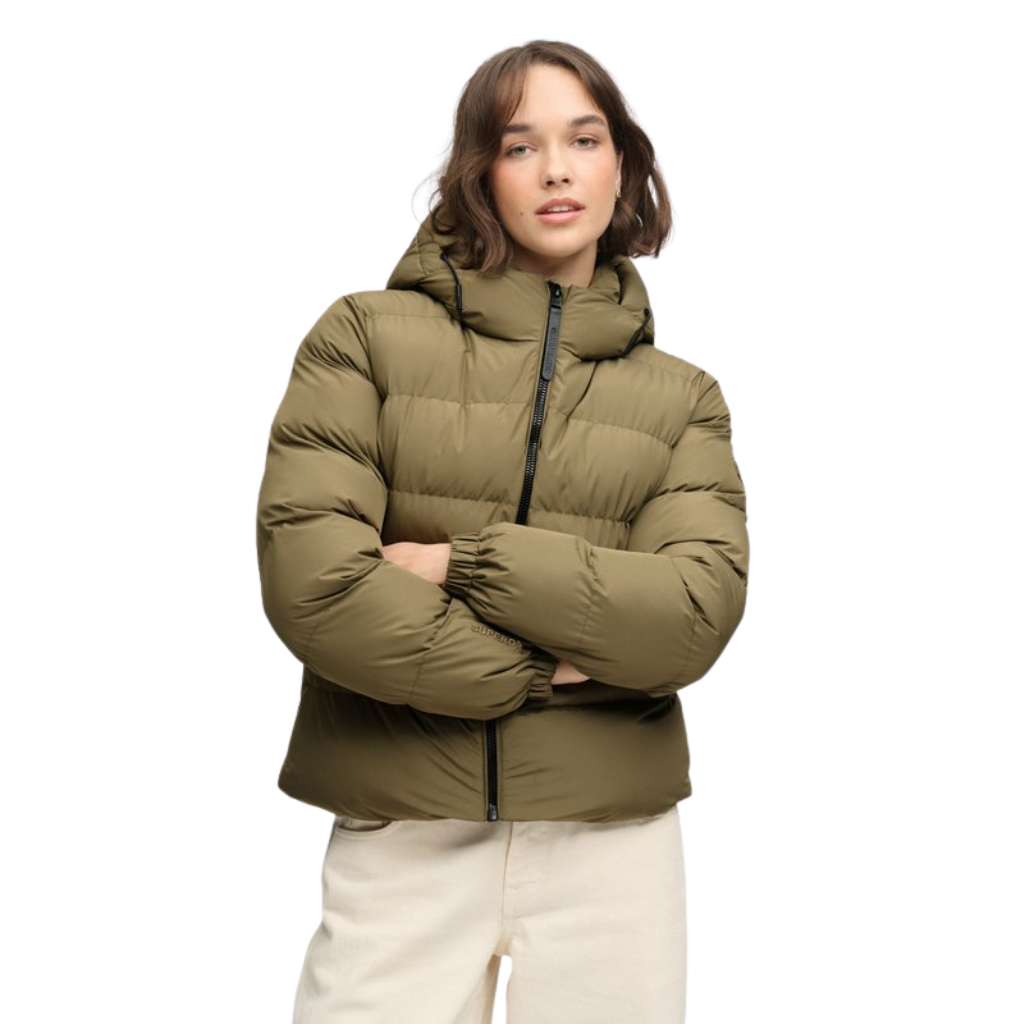 Superdry Hooded Green Puffer Jacket