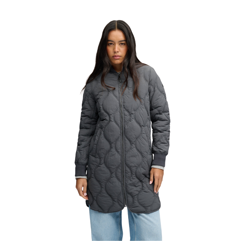 Superdry Long Quilted Charcoal Grey Jacket