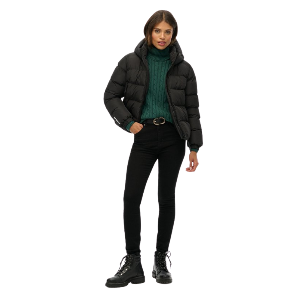 Superdry Hooded Black Puffer Jacket