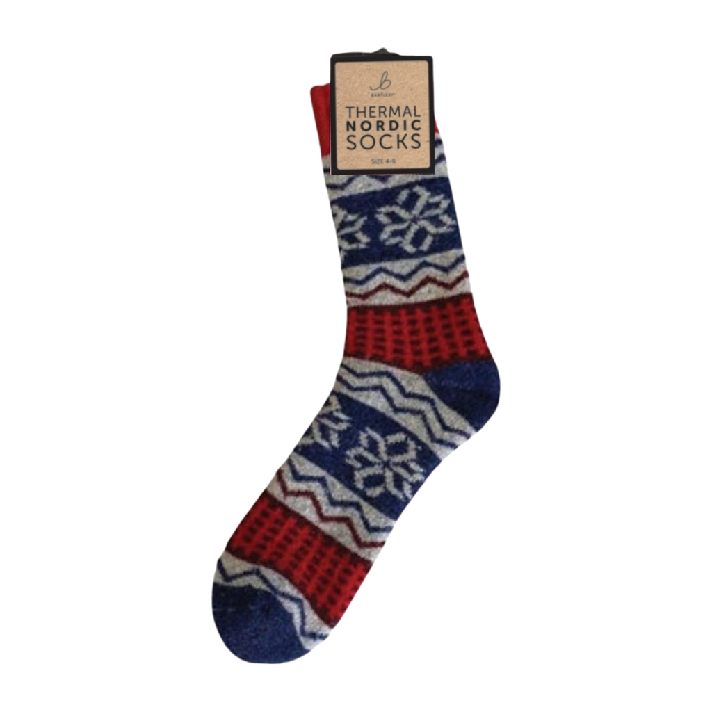 Nordic Thermal Wool Blend Red & Blue Socks