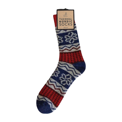 Nordic Thermal Wool Blend Red & Blue Socks