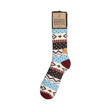 Nordic Thermal Wool Blend Blue & Burgundy Socks