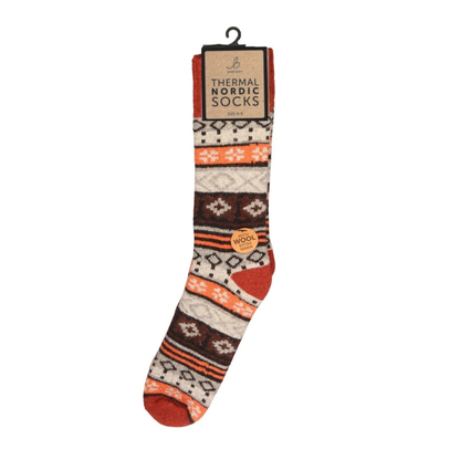 Nordic Thermal Wool Blend Orange & Brown Socks