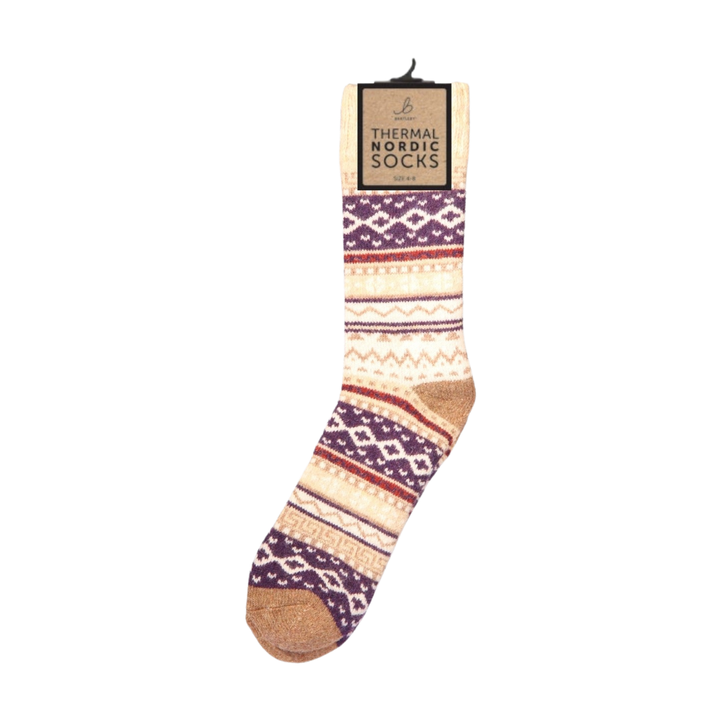 Nordic Thermal Wool Blend Purple & Brown Socks