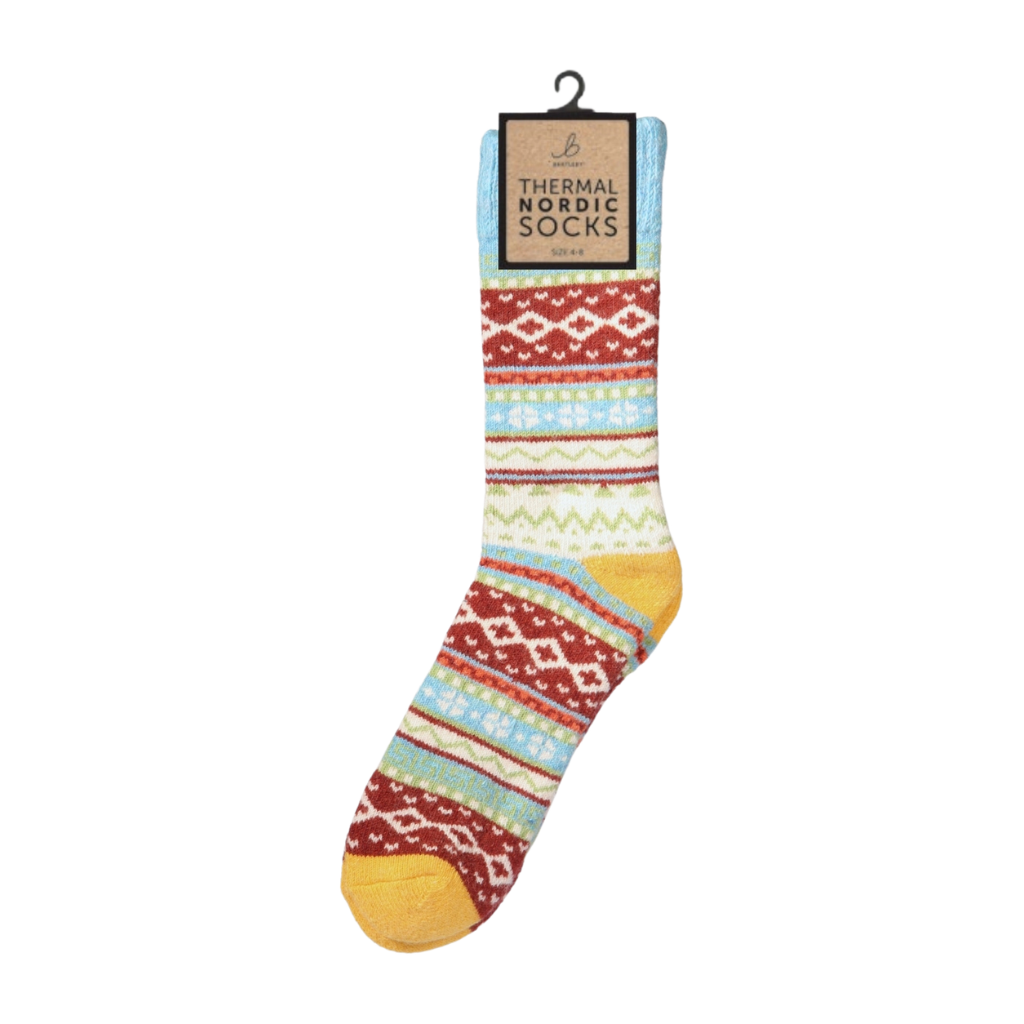 Nordic Thermal Wool Blend Yellow & Blue Socks
