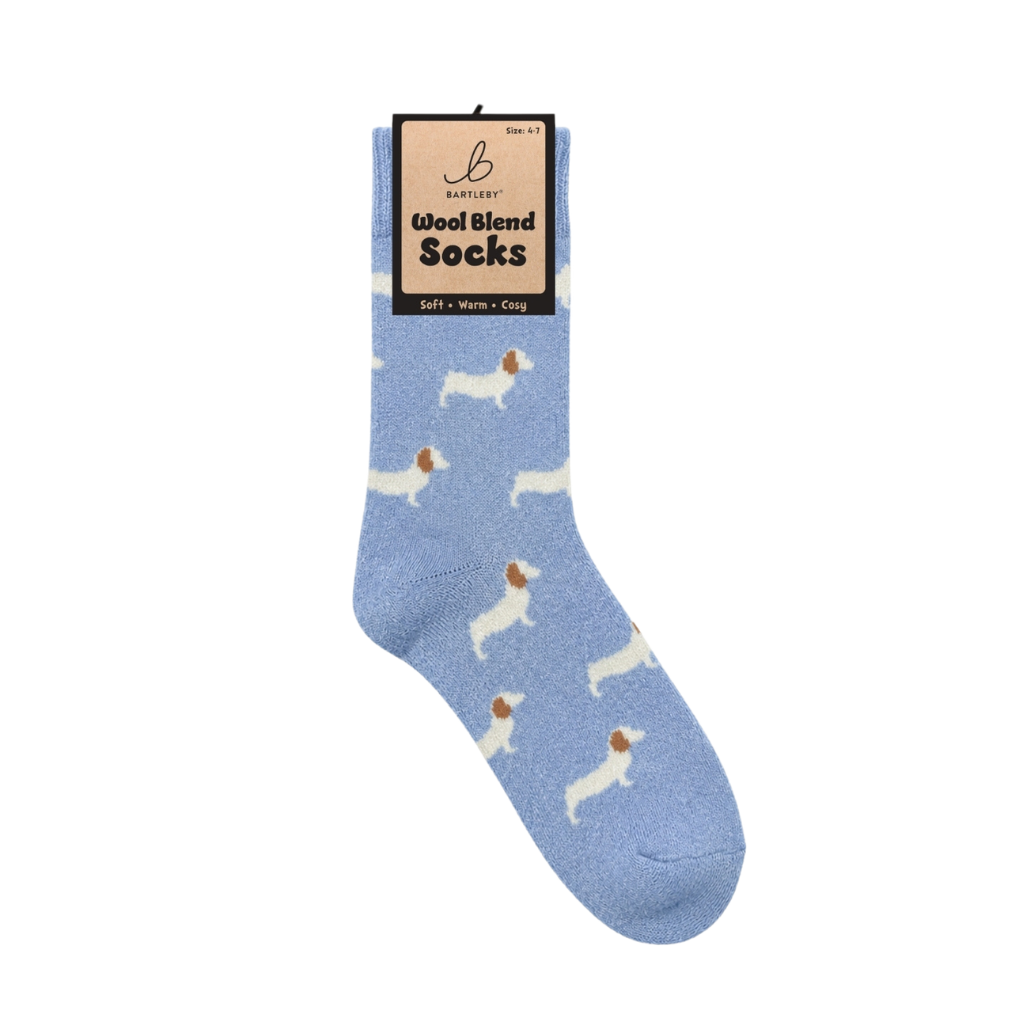 Sky Blue Dachshund Wool Blend Socks