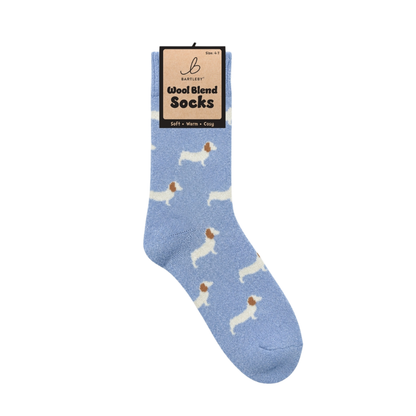 Sky Blue Dachshund Wool Blend Socks