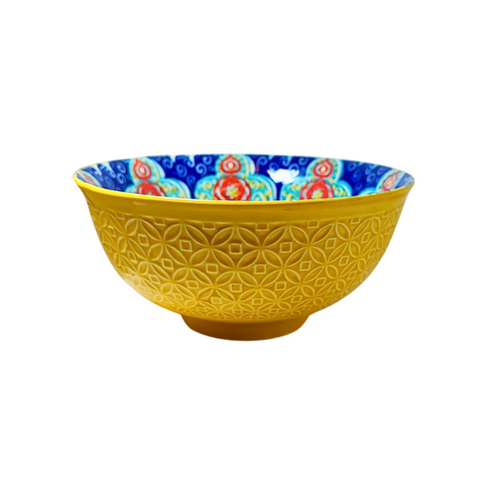 Yellow Patterned Dip Bowl (15cm)