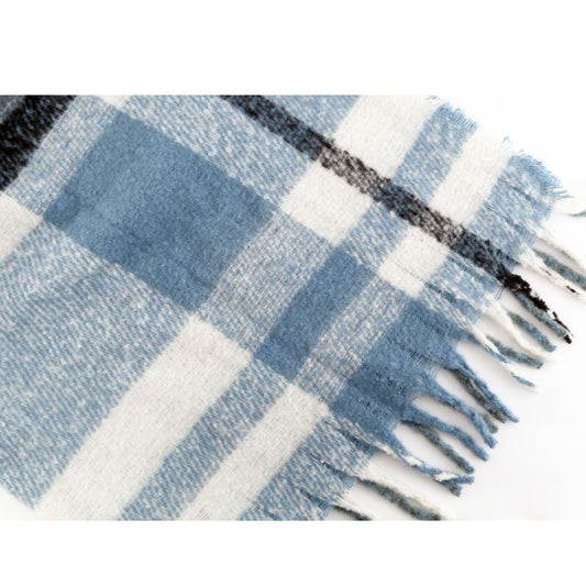 Blue & White Check Bed Throw