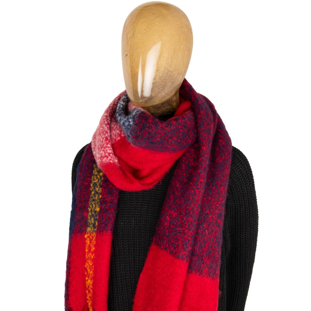 Red Block Colour Blanket Scarf