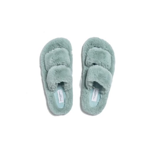 Miss Sparrow Double Strap Fluffy Duck Egg Slippers