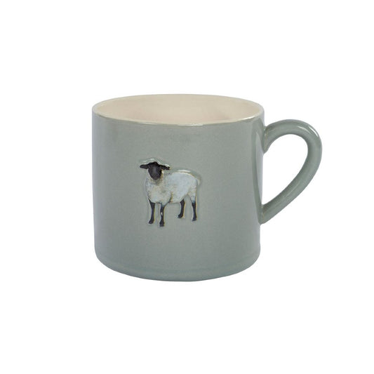 Sage Green Embossed Sheep Mug