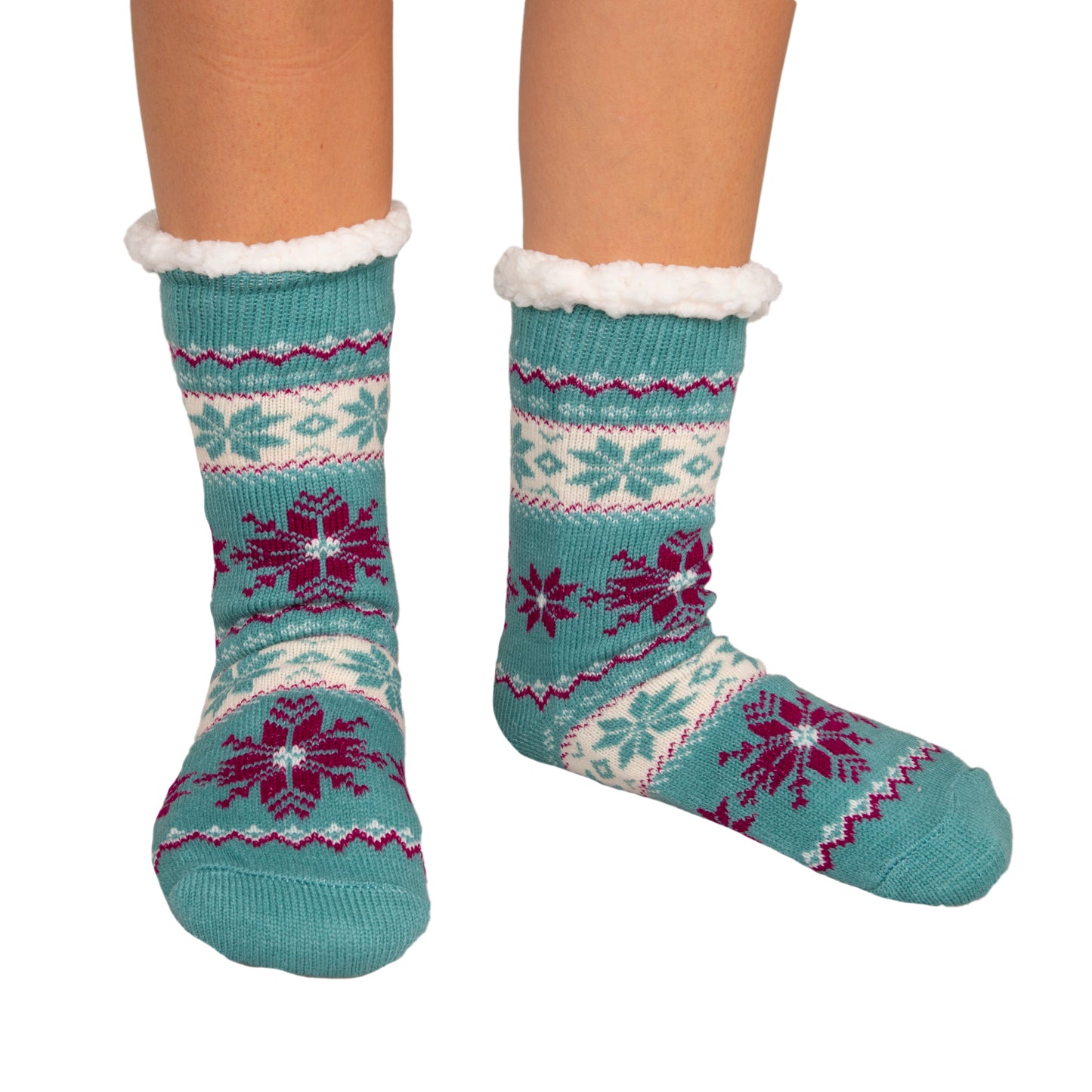 Thermal Sherpa Lined Teal Slipper Socks