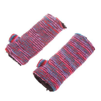 Hand Knitted Fleece Lined Pink Handwarmers