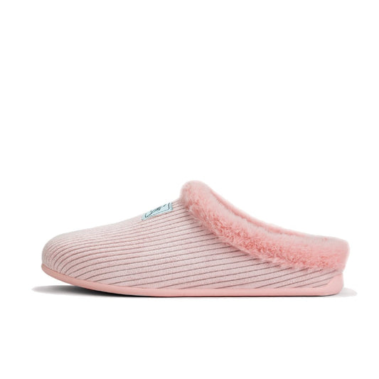 Mercredy Cord Fluffy Trim Pink Slippers