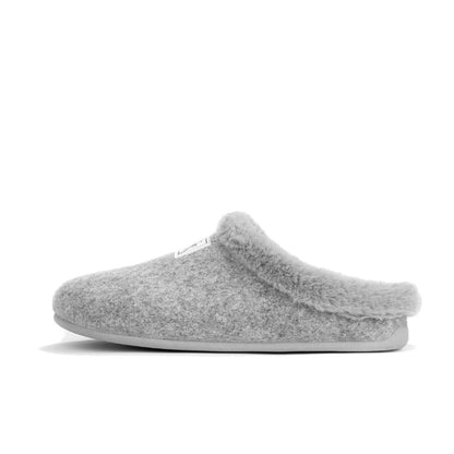 Mercredy Fluffy Trim Grey Slippers