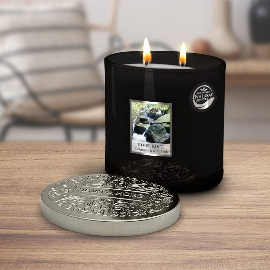 River Rock Double Wick Candle