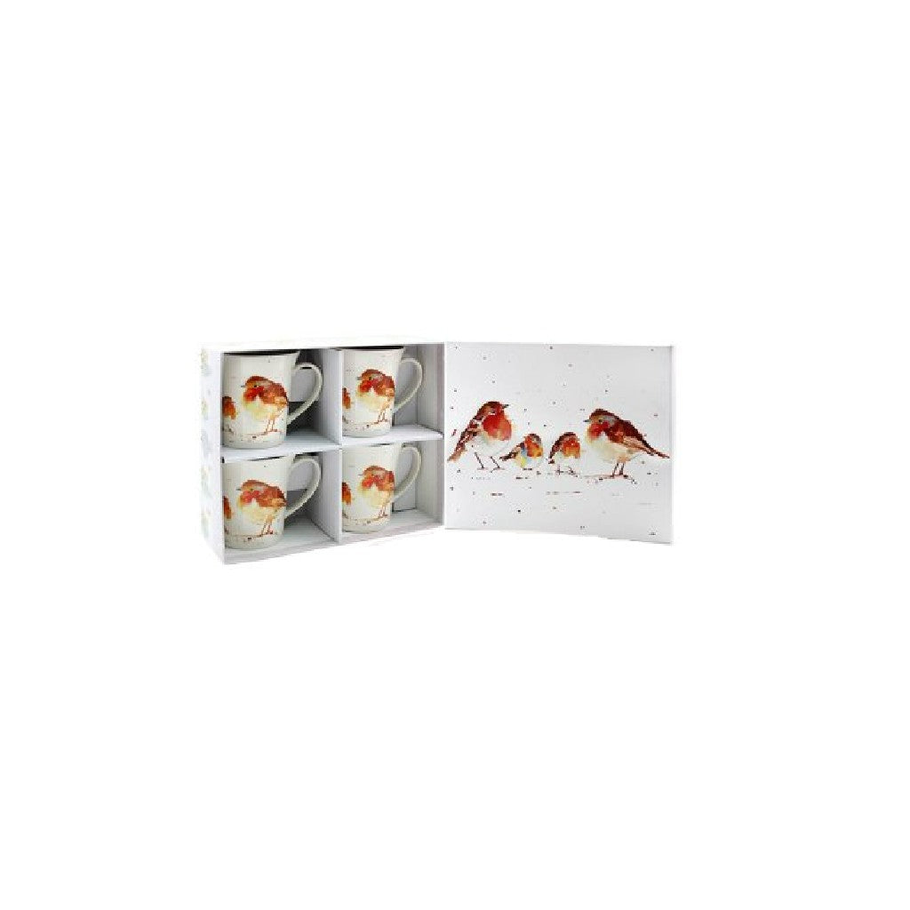 Winter Robins Mugs (Set of 4)