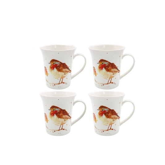 Winter Robins Mugs (Set of 4)