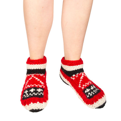 Hand Knitted Super Cosy Red Slippers