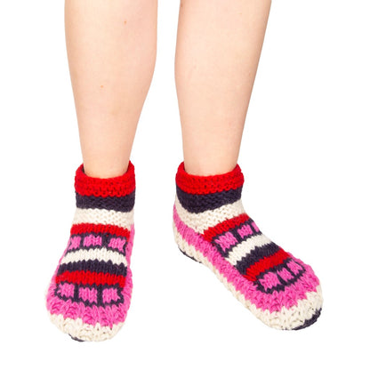 Hand Knitted Super Cosy Pink Slippers