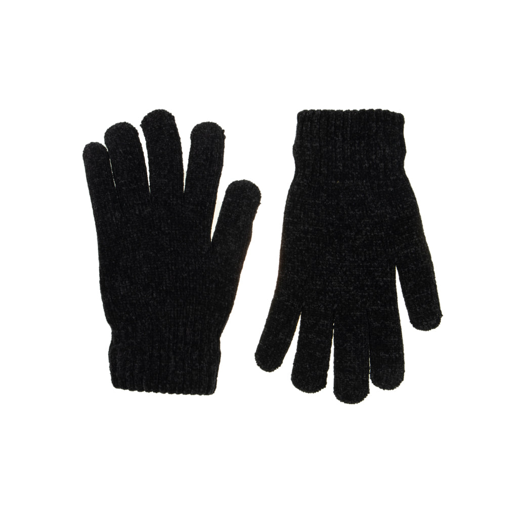 Chenille Black Gloves