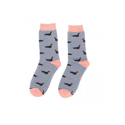 Miss Sparrow Blue Sausage Dogs Socks