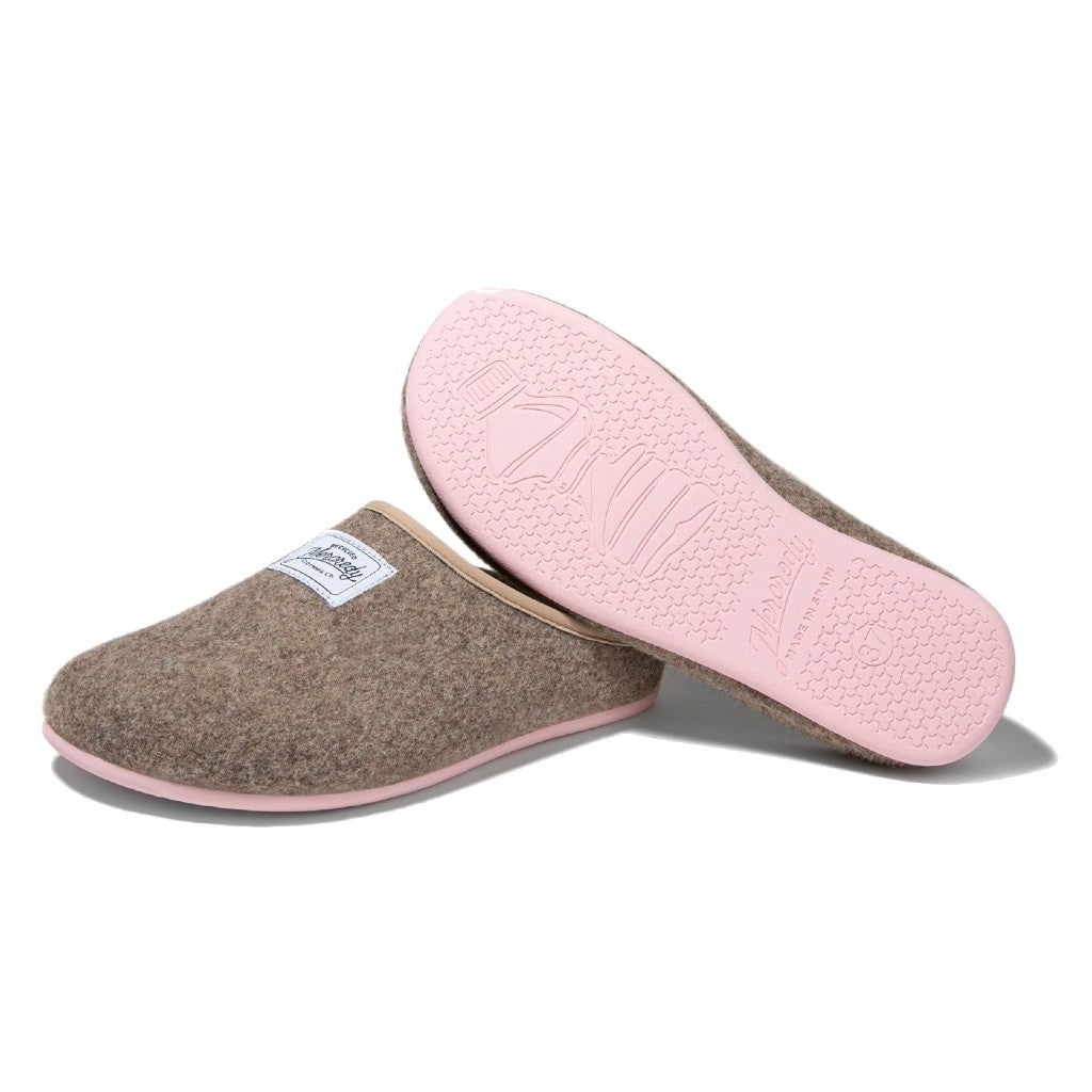 Mercredy Taupe & Pink Slippers
