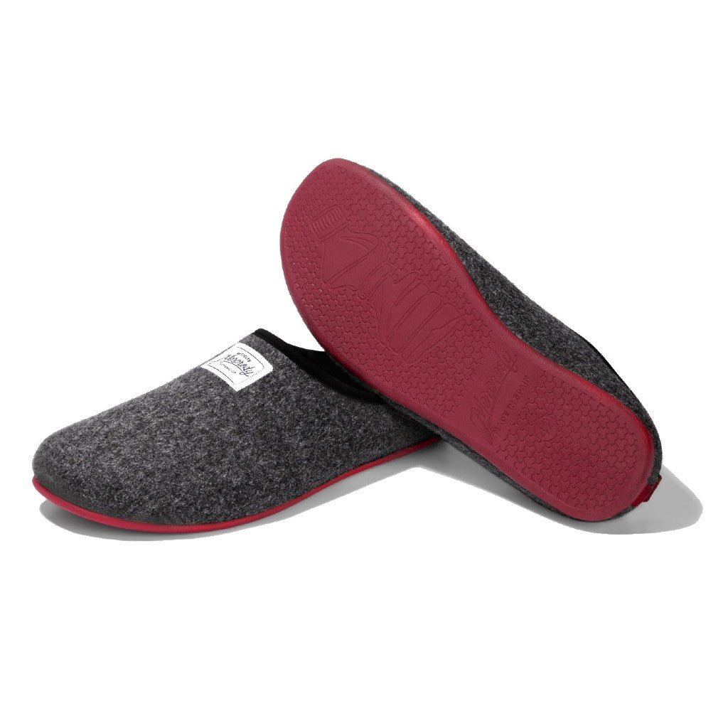 Mercredy Charcoal & Red Slippers