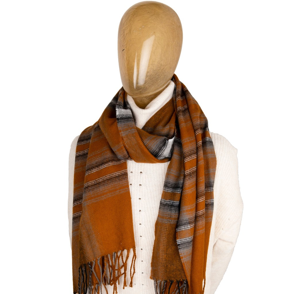 Burnt Orange Stripe Blanket Scarf