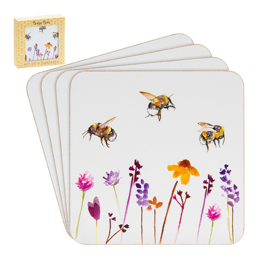 Illustrated Busy Bees Coasters (Set of 4)