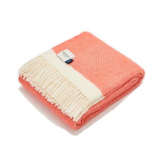 Atlantic Blankets Herringbone Wool Coral Blanket