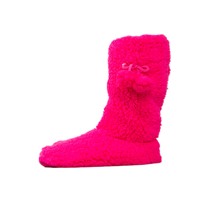 Sherpa Pom Pom Pop Pink Slipper Boots