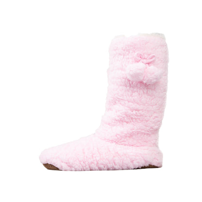 Sherpa Pom Pom Pale Pink Slipper Boots