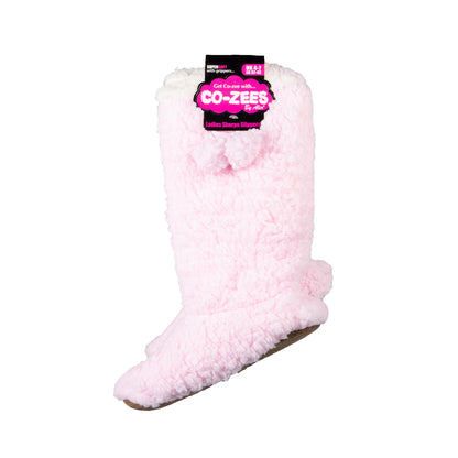 Sherpa Pom Pom Pale Pink Slipper Boots