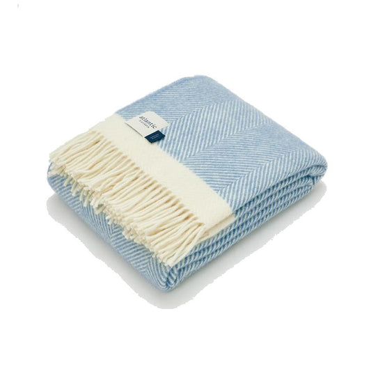 Atlantic Blankets Herringbone Wool Dusk Blue Blanket