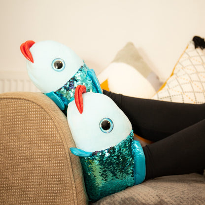 Blue Sequin Fish Slippers