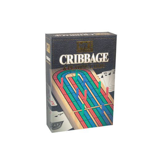 Wood Cribbage Board & Playing Cards