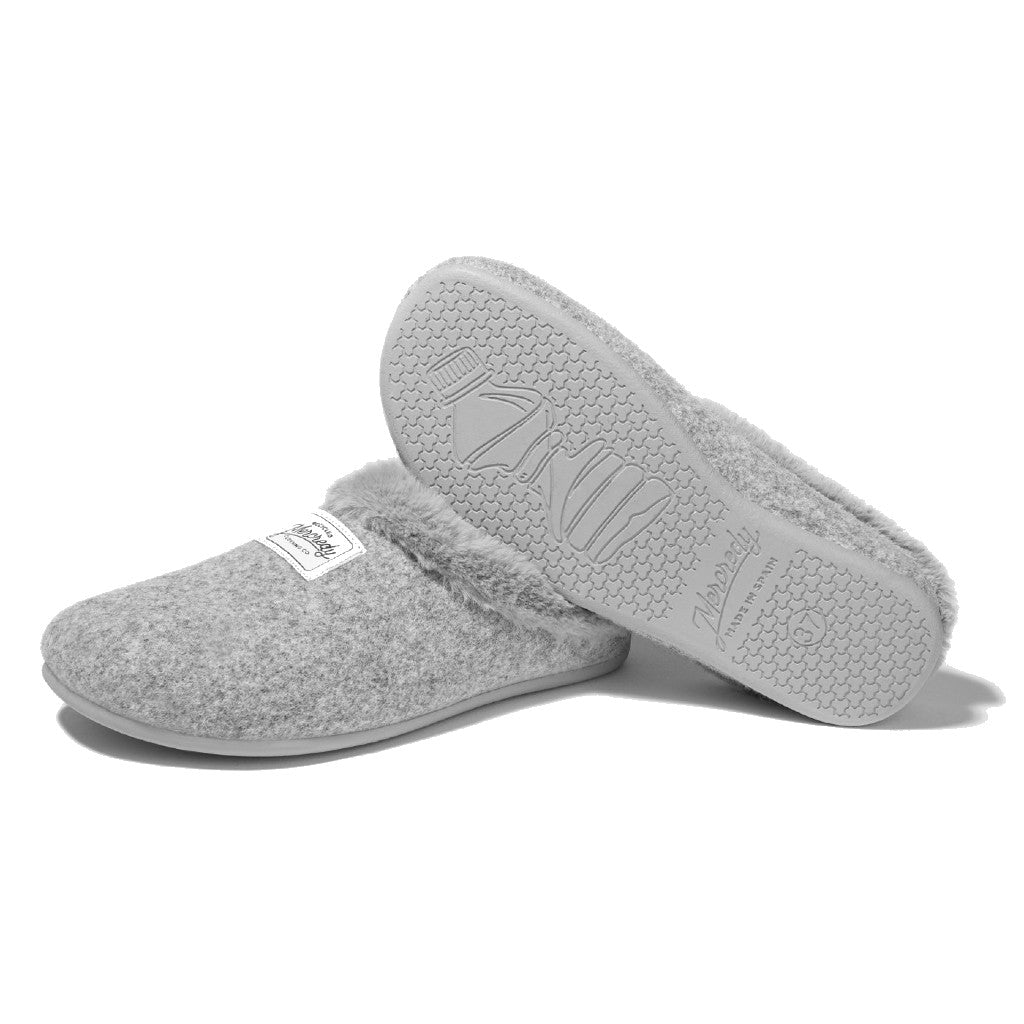 Mercredy Fluffy Trim Grey Slippers