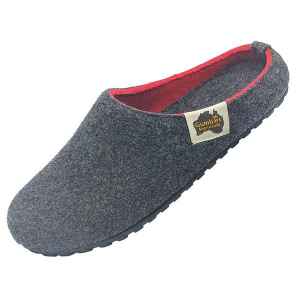 Gumbies Outback Charcoal & Red Slippers